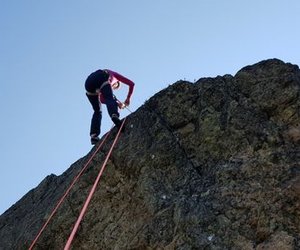Person is abseiling