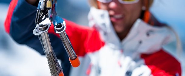 Person with ice screws