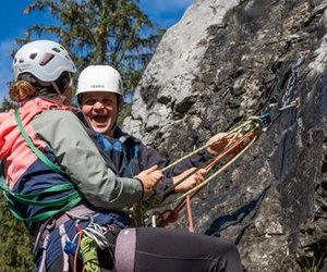 Kletterer am Standplatz