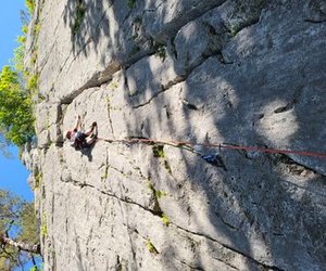 Climber in lead climbing