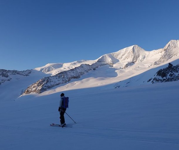 Ski tourers on the Fiescher Glacier