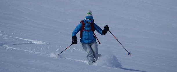 Person skiing in powder snow