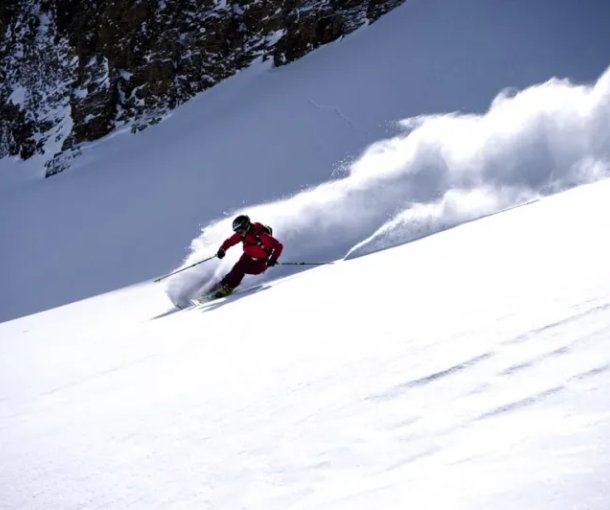 Person skiing in powder snow