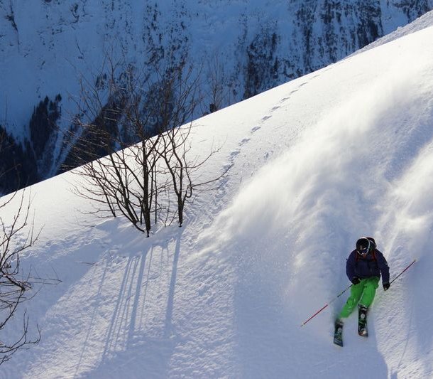 Person skiing in powder snow