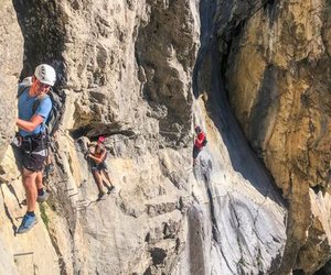 People on the via ferrata Allmenalp