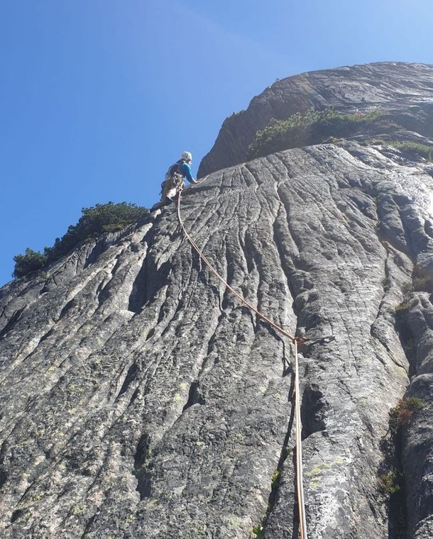 Climber in lead climbing