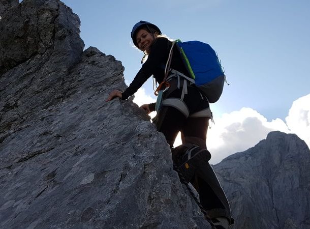 Climber in lead climbing