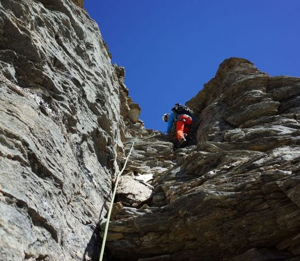 Climber in lead climbing