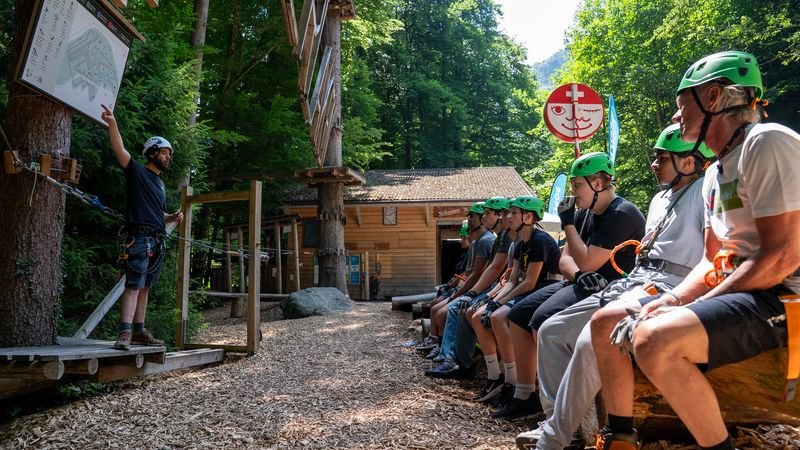 School groups at the Interlaken Rope Park