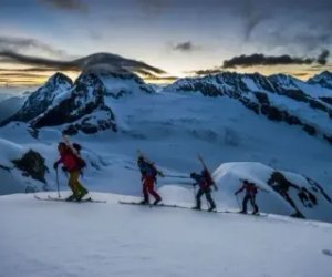 Ski tourers ascending the Jungfrau.