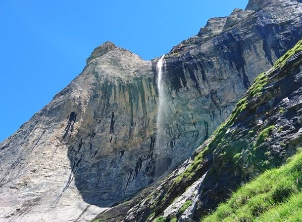 View of the waterfall from the Glecksteinhüttenweg