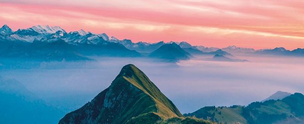 Scenic sunset in bernese alps